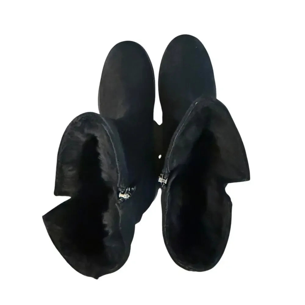 <<La Canadienne Hogan City Dry Waterproof Shearling Lined Black Suede Boot 9.5